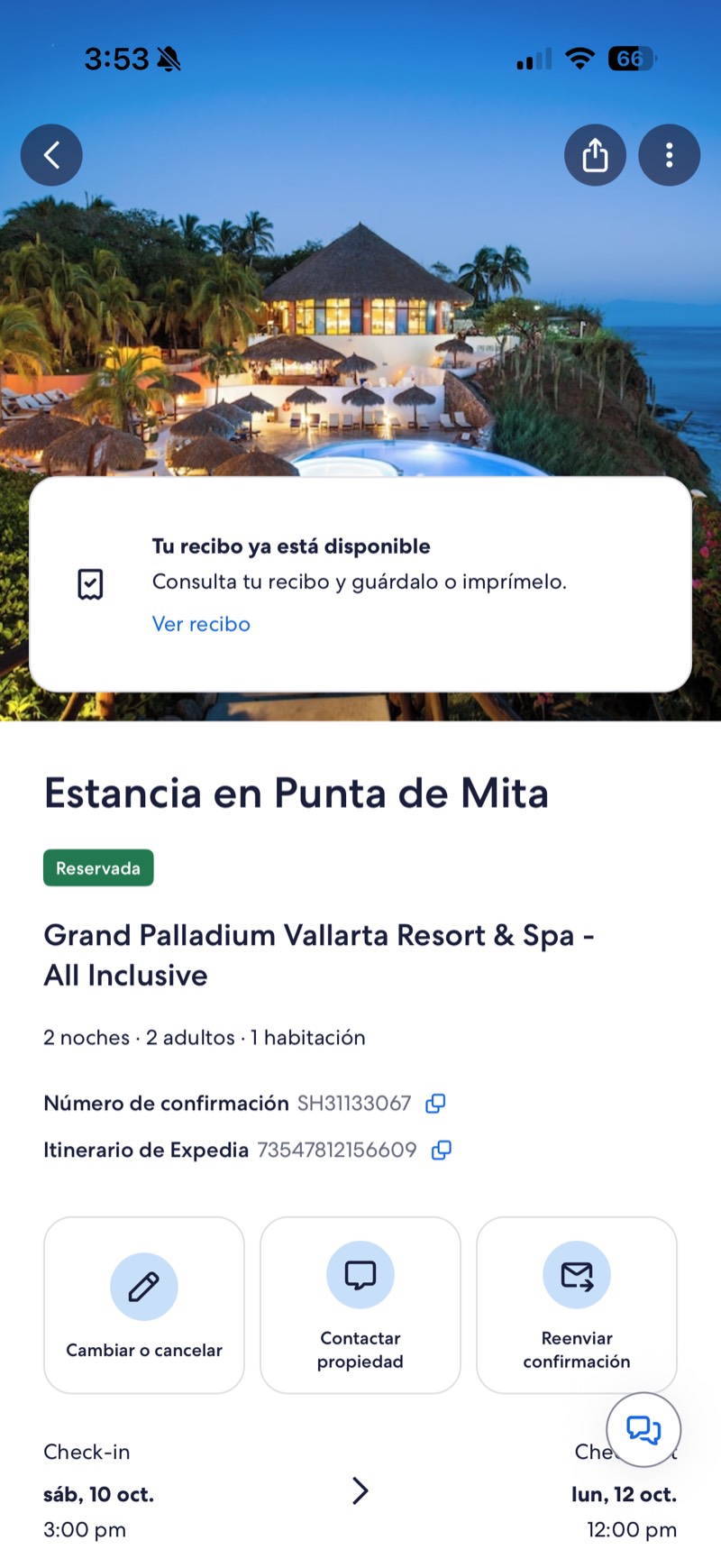 Comprobante del hospedaje