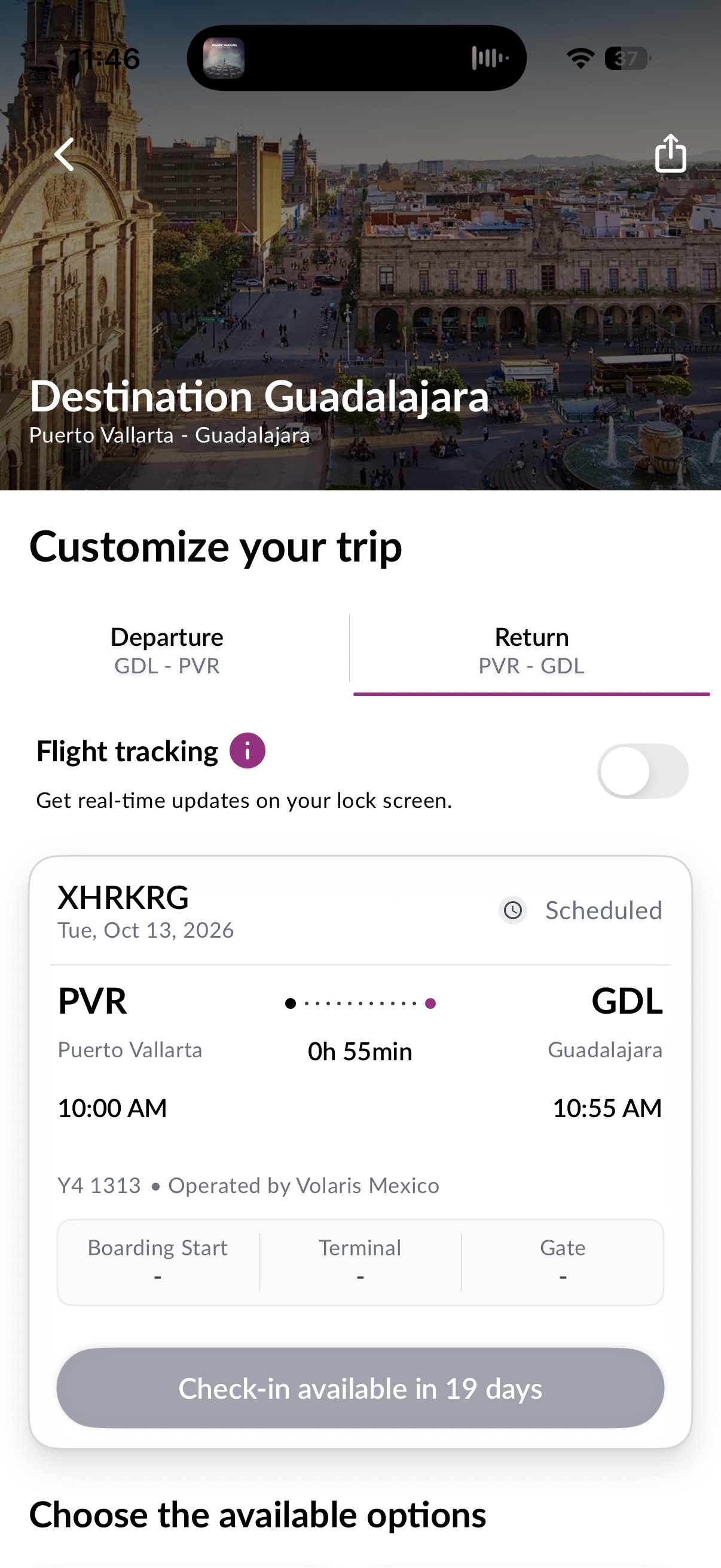 Comprobante del vuelo de regreso